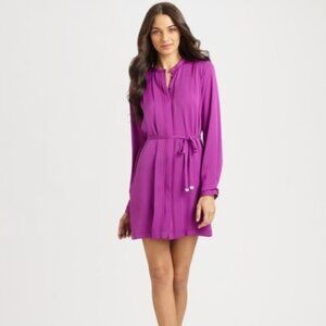 NWT DVF Diane von Furstenberg Long Sleeve Atira Orchid Purple Silk Dress